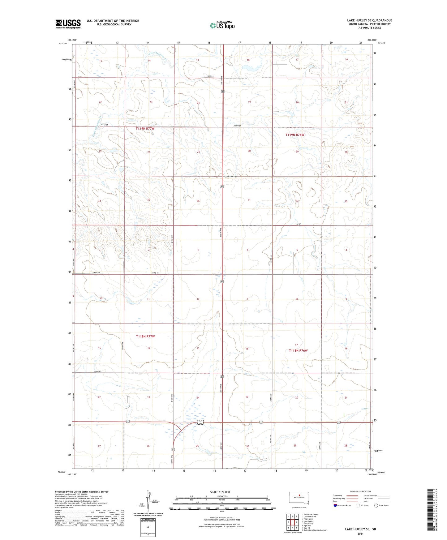 Lake Hurley SE South Dakota US Topo Map Image