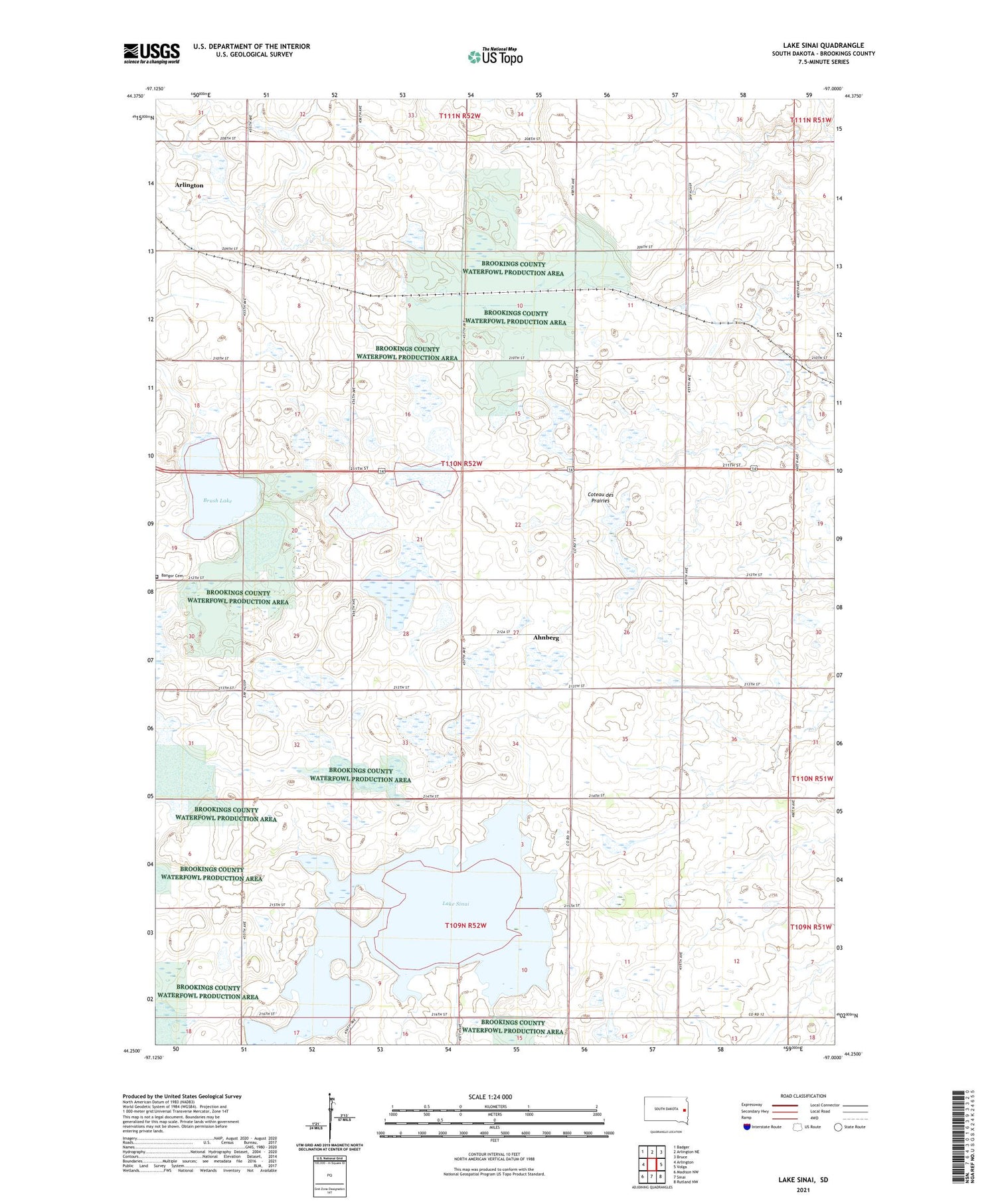 Lake Sinai South Dakota US Topo Map Image