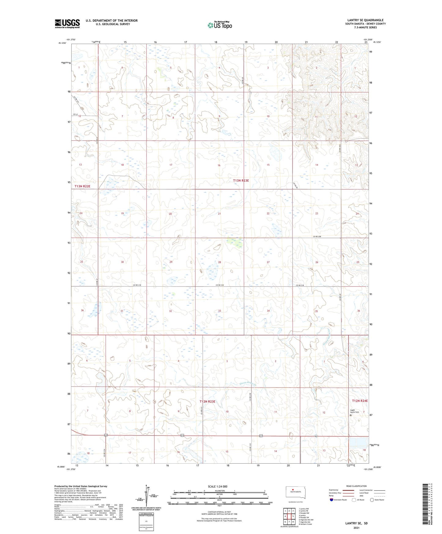 Lantry SE South Dakota US Topo Map Image