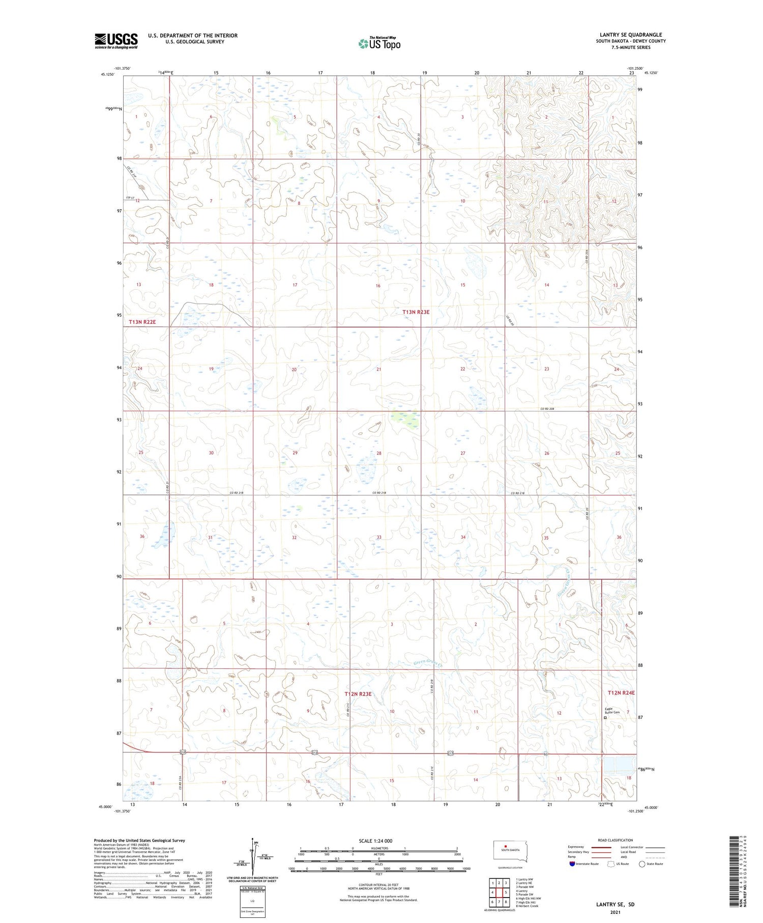 Lantry SE South Dakota US Topo Map Image