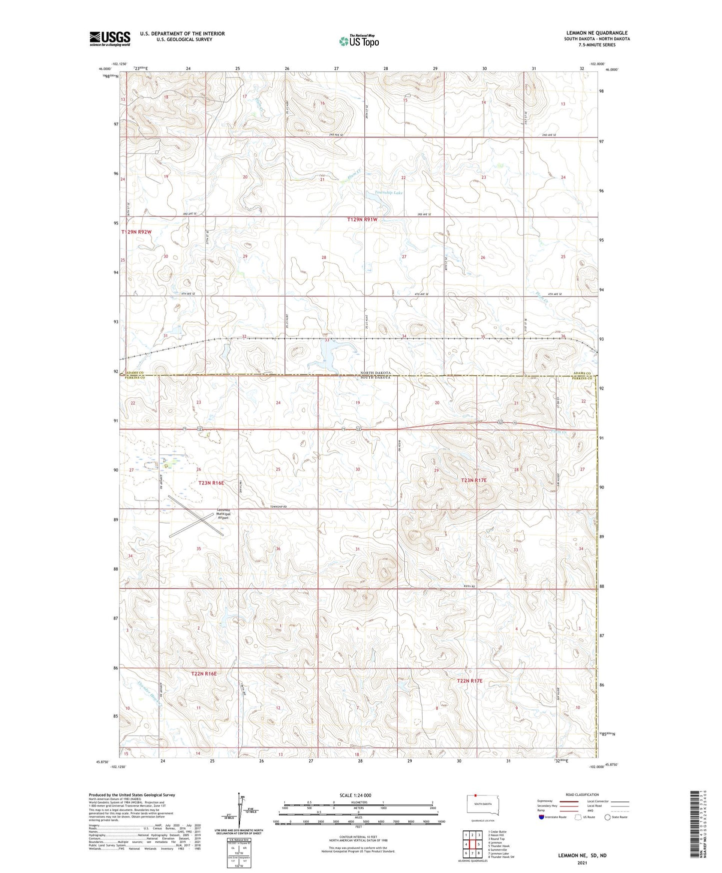 Lemmon NE South Dakota US Topo Map Image