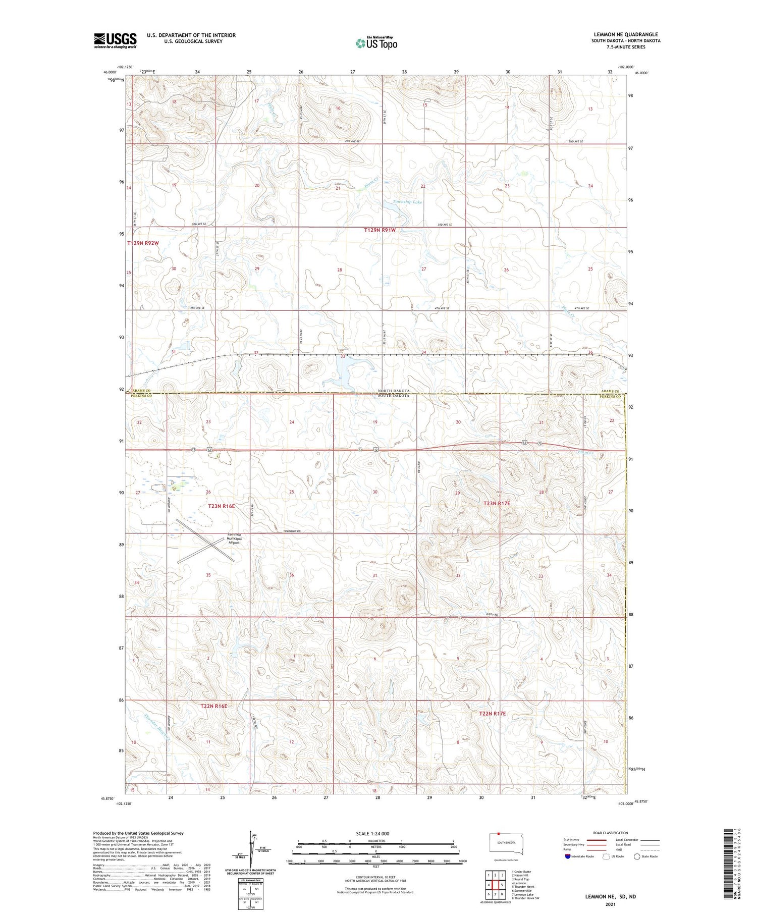 Lemmon NE South Dakota US Topo Map Image