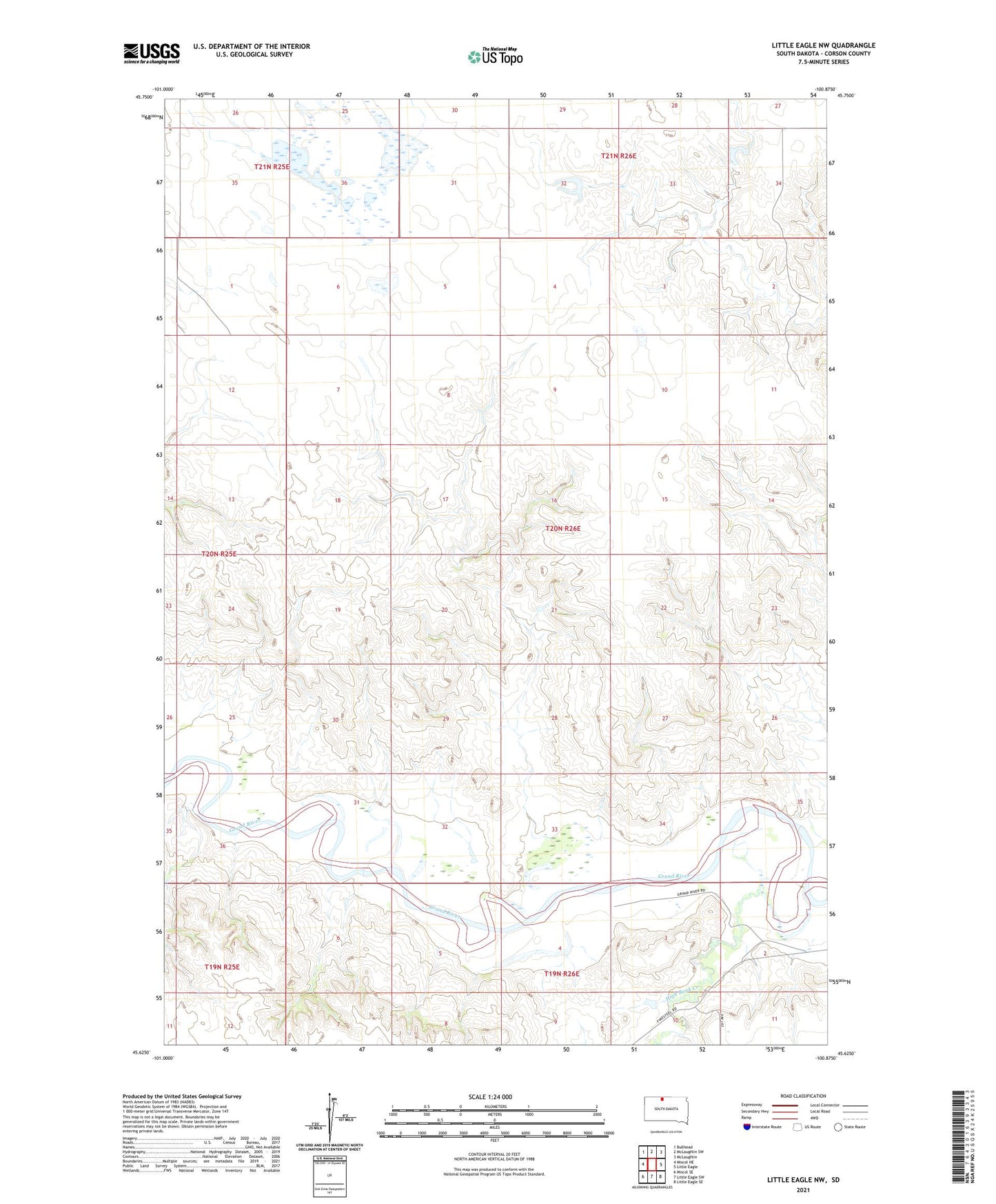 Little Eagle NW South Dakota US Topo Map Image