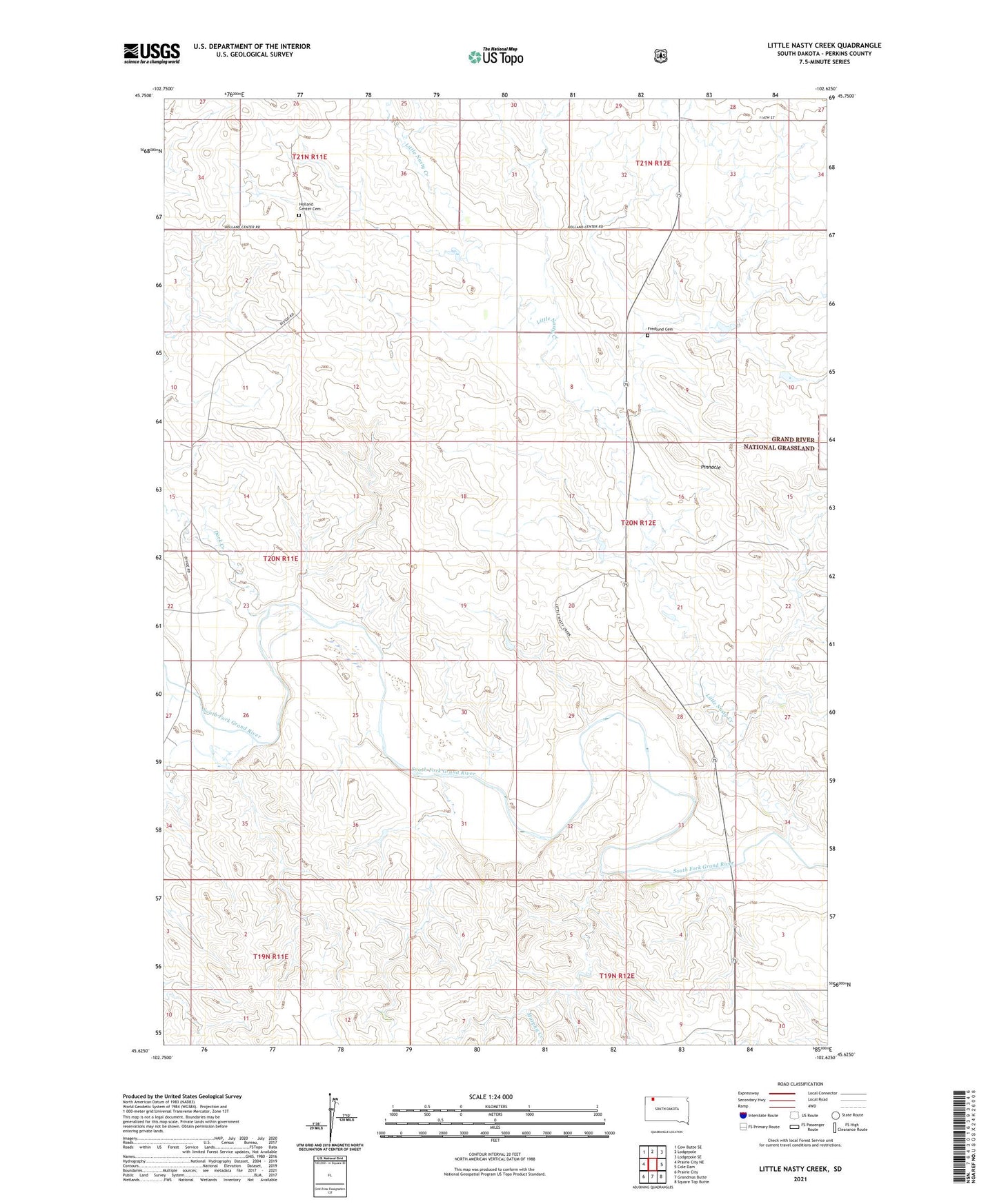 Little Nasty Creek South Dakota US Topo Map Image