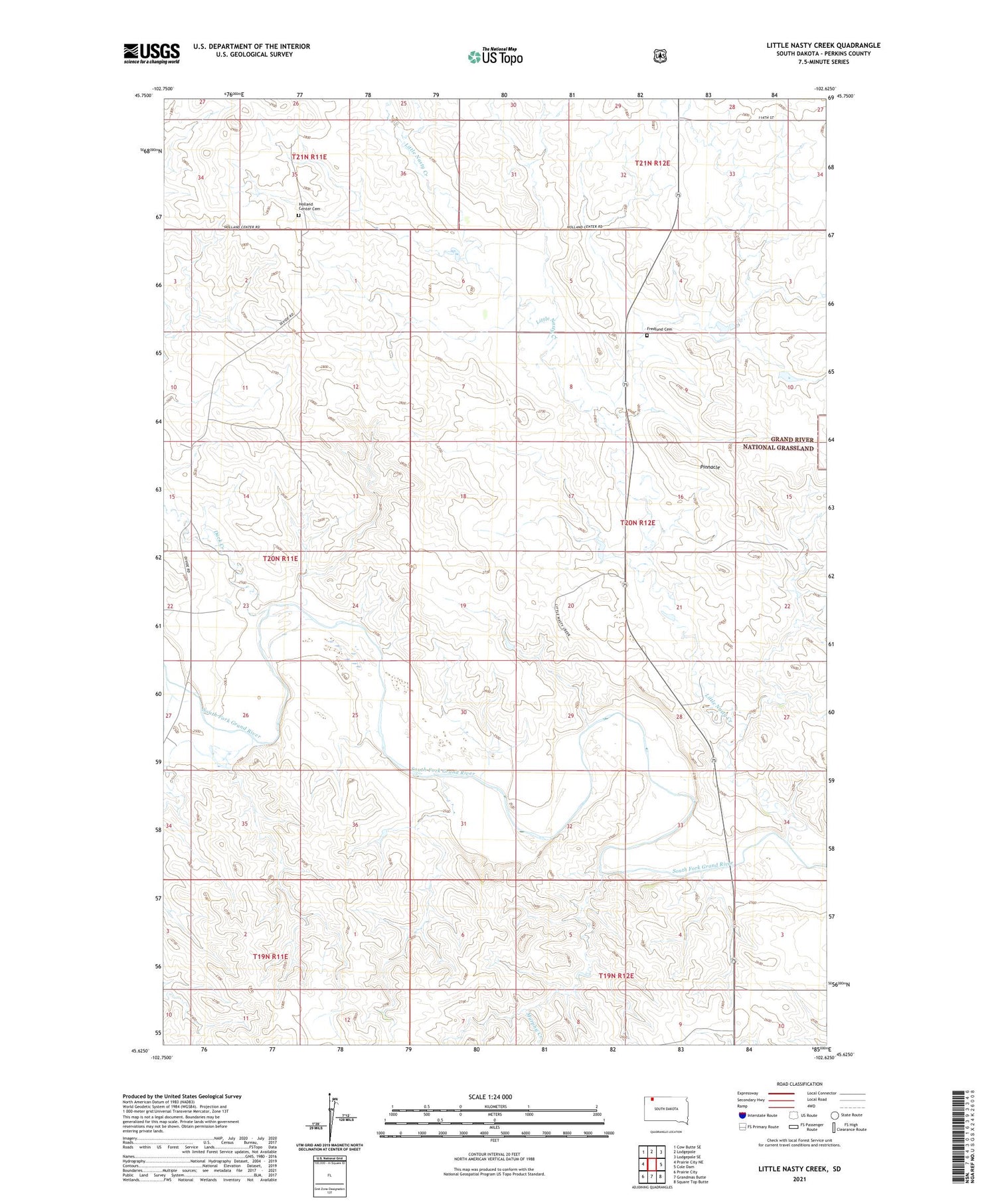 Little Nasty Creek South Dakota US Topo Map Image