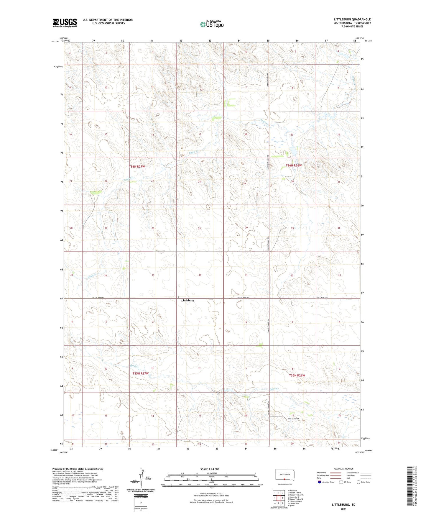 Littleburg South Dakota US Topo Map Image