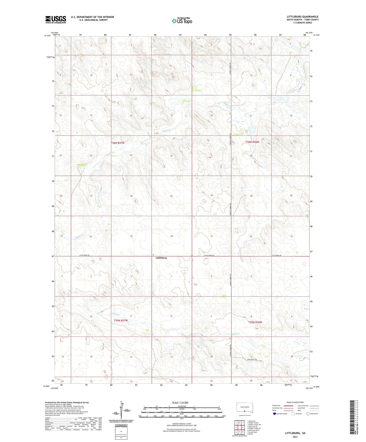 Littleburg South Dakota US Topo Map Image