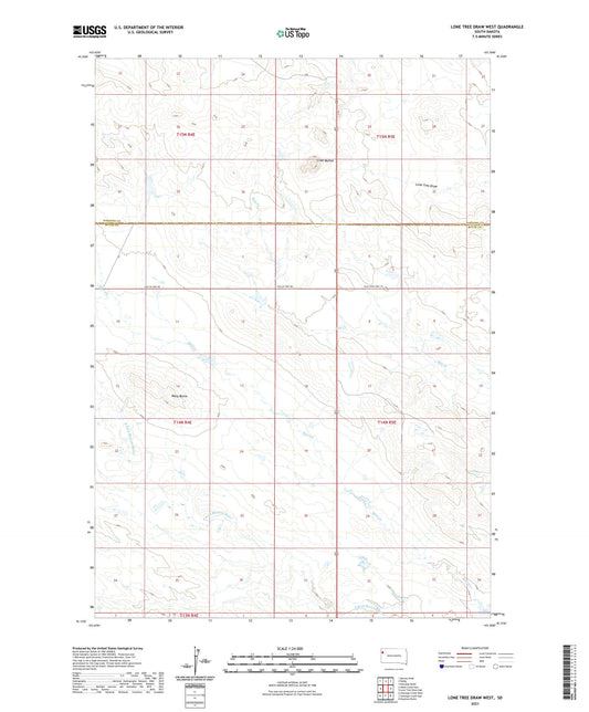 Lone Tree Draw West South Dakota US Topo Map Image