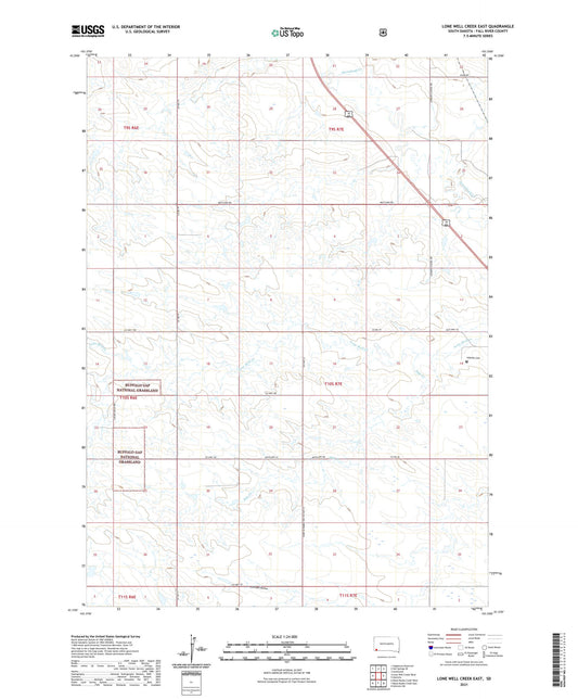 Lone Well Creek East South Dakota US Topo Map Image
