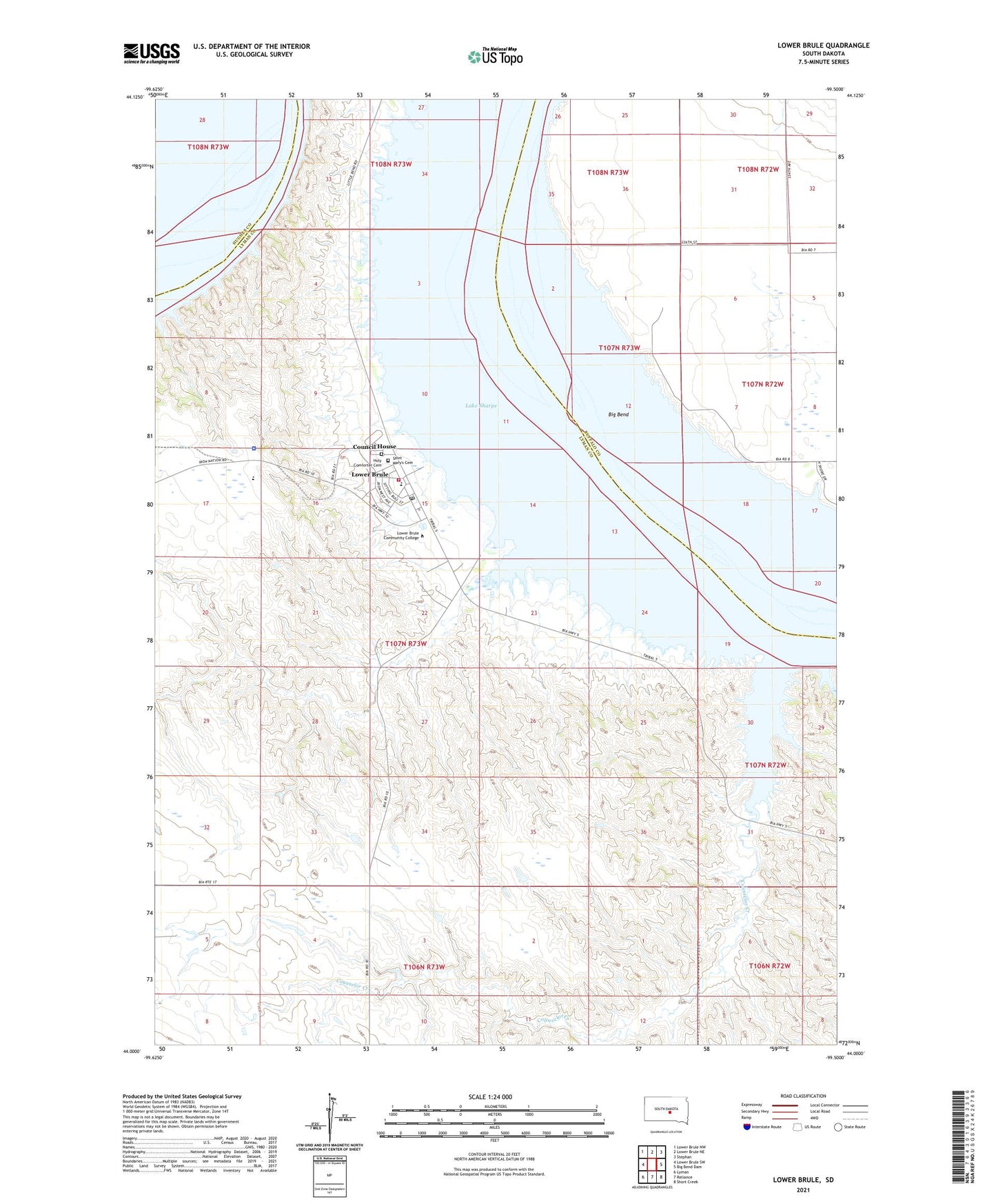 Lower Brule South Dakota US Topo Map Image