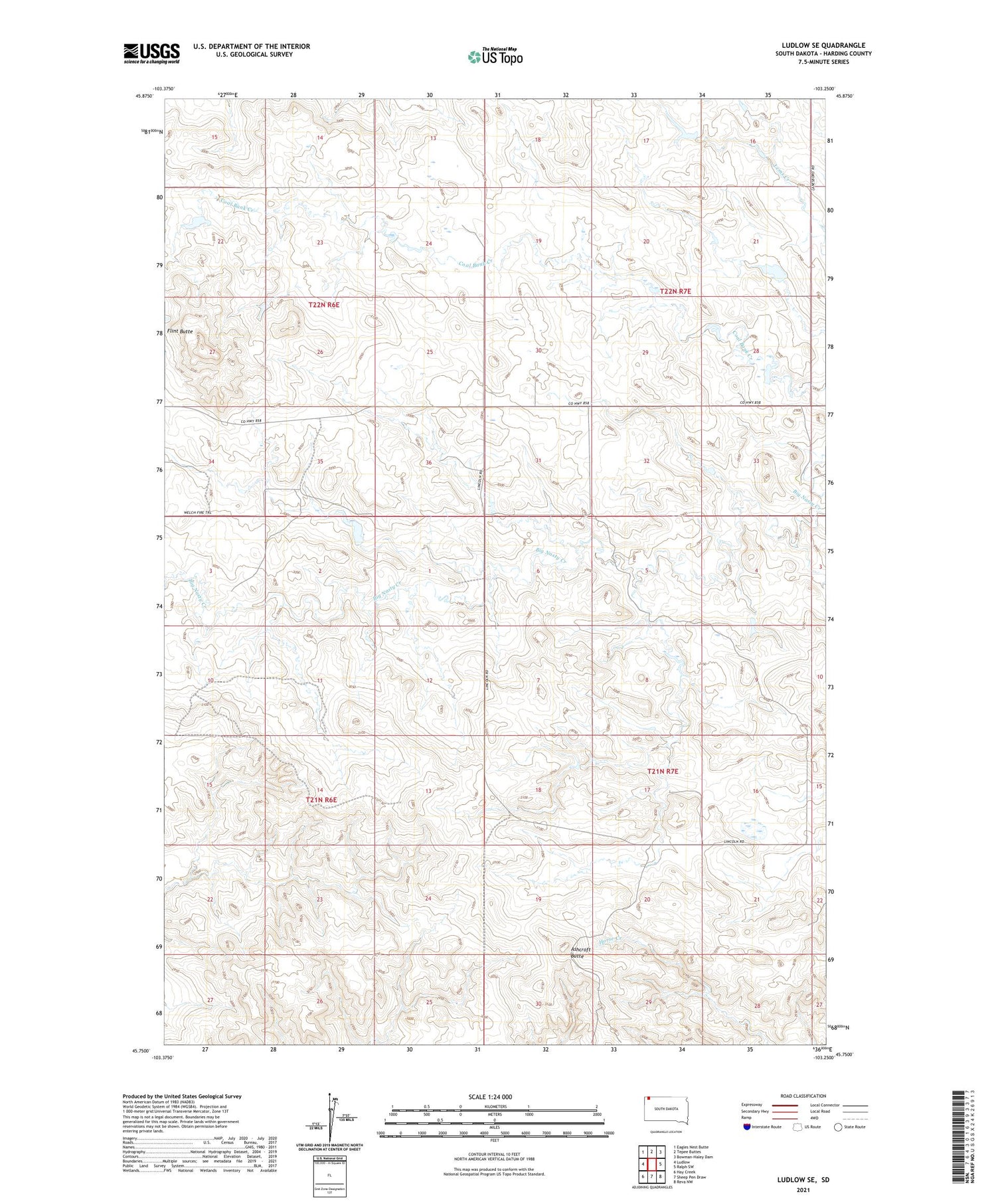 Ludlow SE South Dakota US Topo Map Image