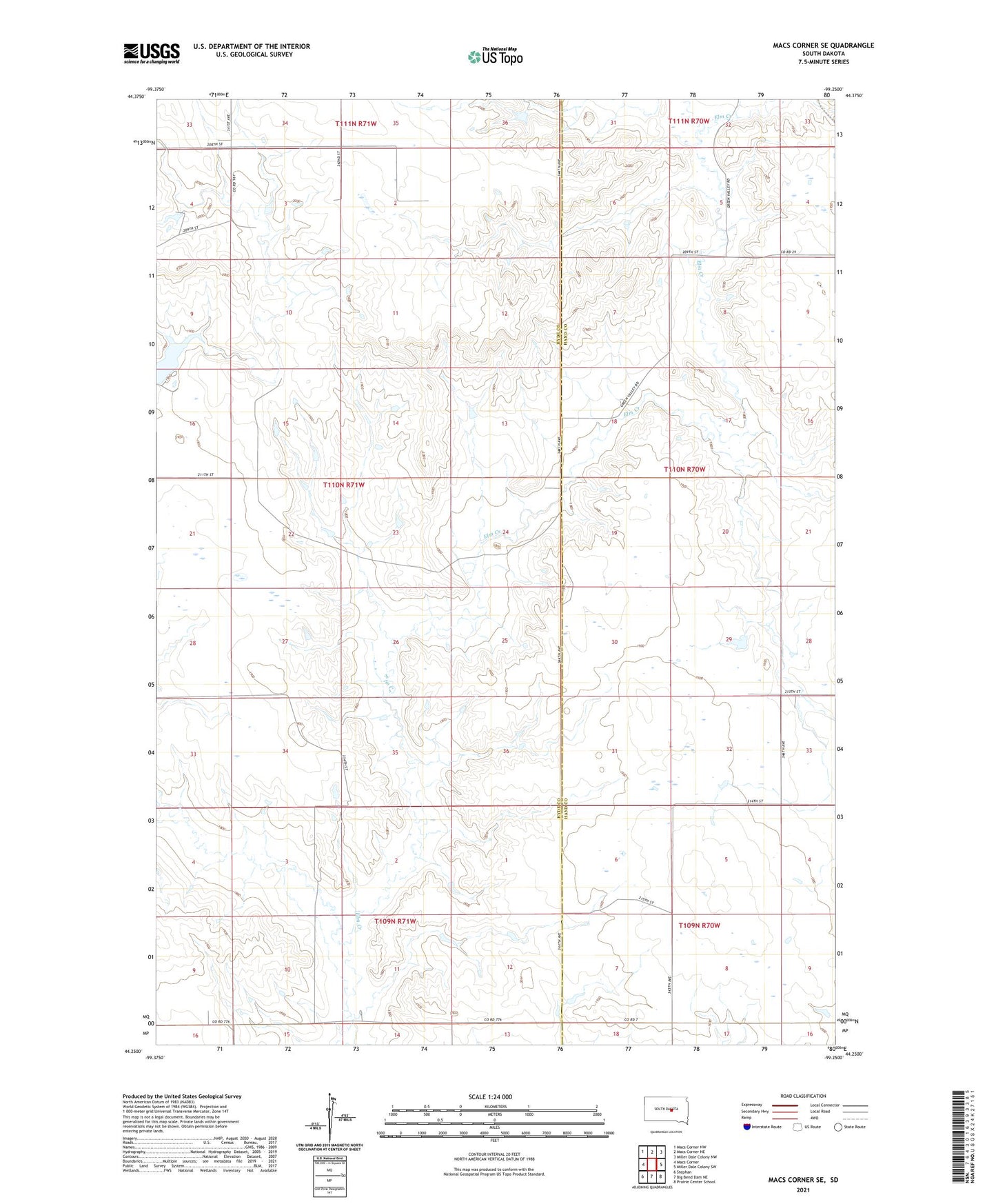 Macs Corner SE South Dakota US Topo Map Image