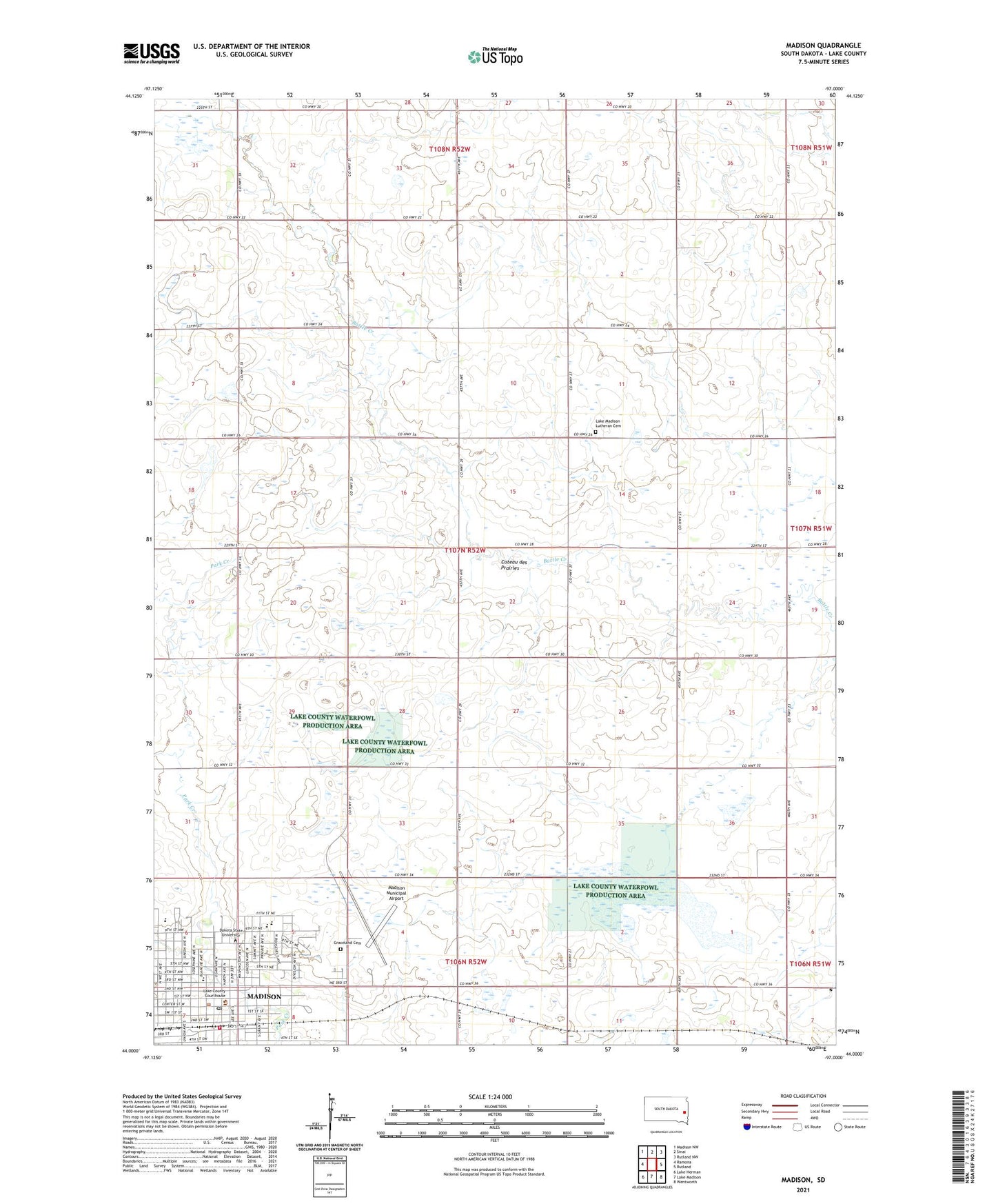 Madison South Dakota US Topo Map Image