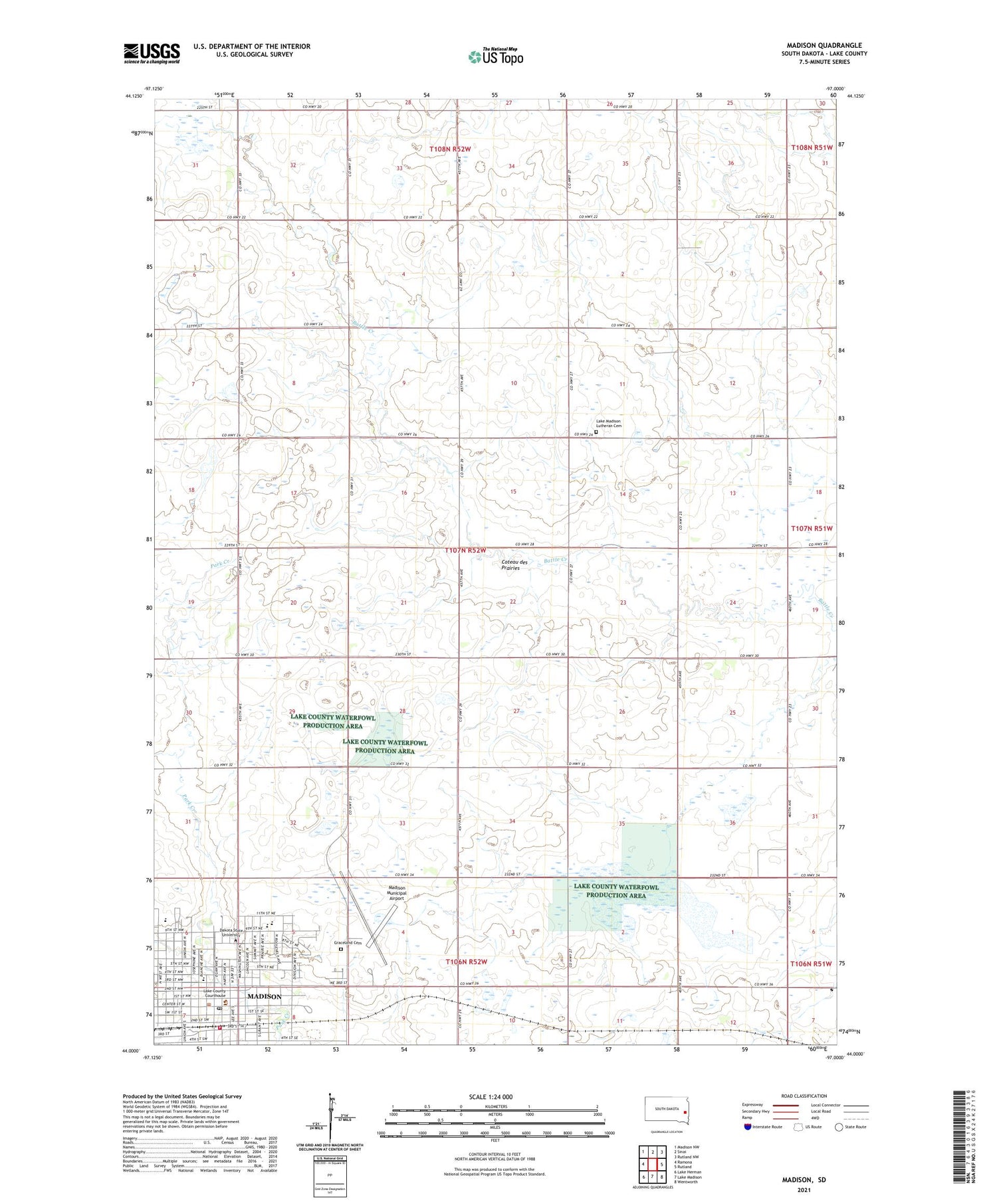 Madison South Dakota US Topo Map Image