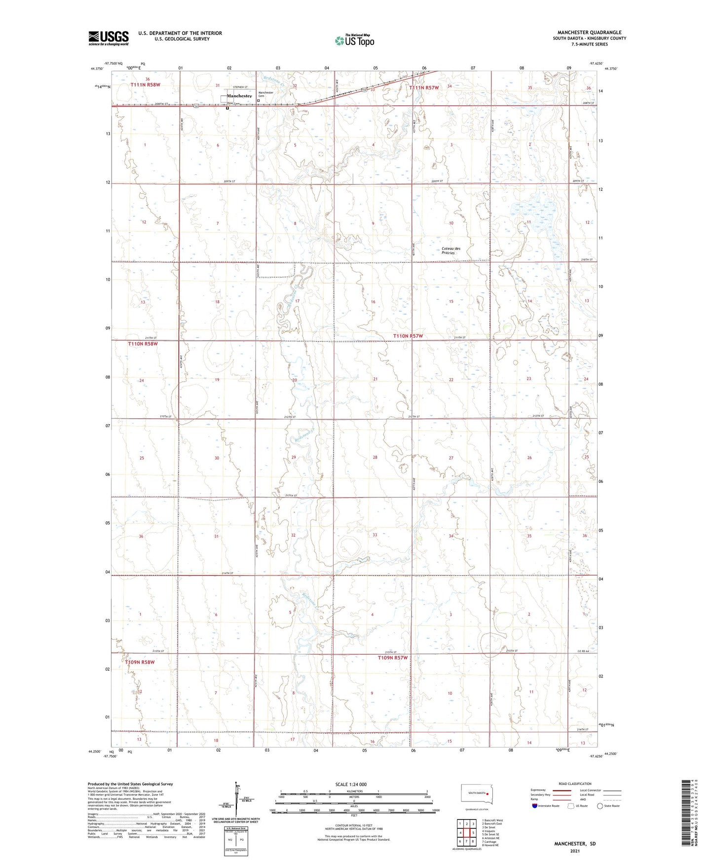 Manchester South Dakota US Topo Map Image