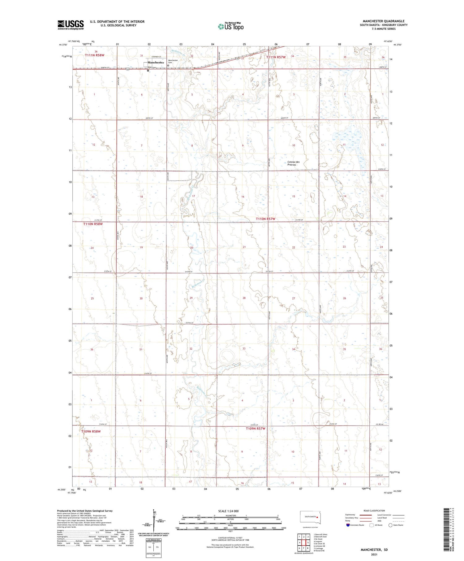 Manchester South Dakota US Topo Map Image