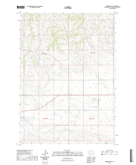Manderson SW South Dakota US Topo Map Image