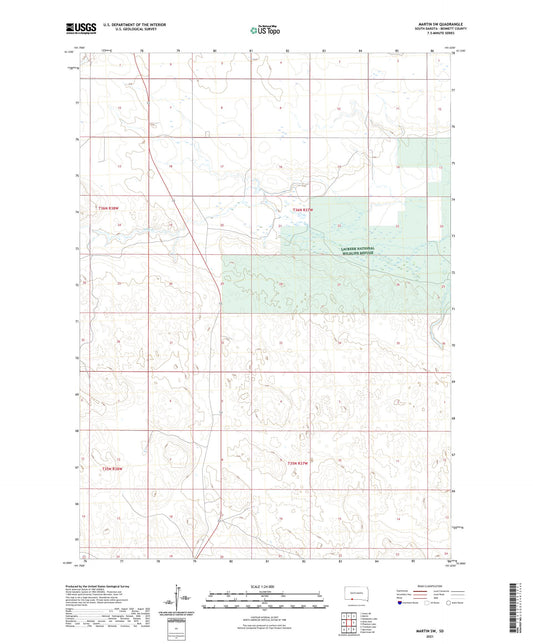 Martin SW South Dakota US Topo Map Image