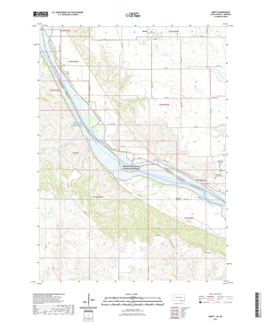 Marty South Dakota US Topo Map Image