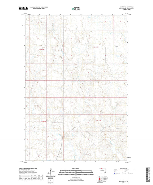 McIntosh SE South Dakota US Topo Map Image