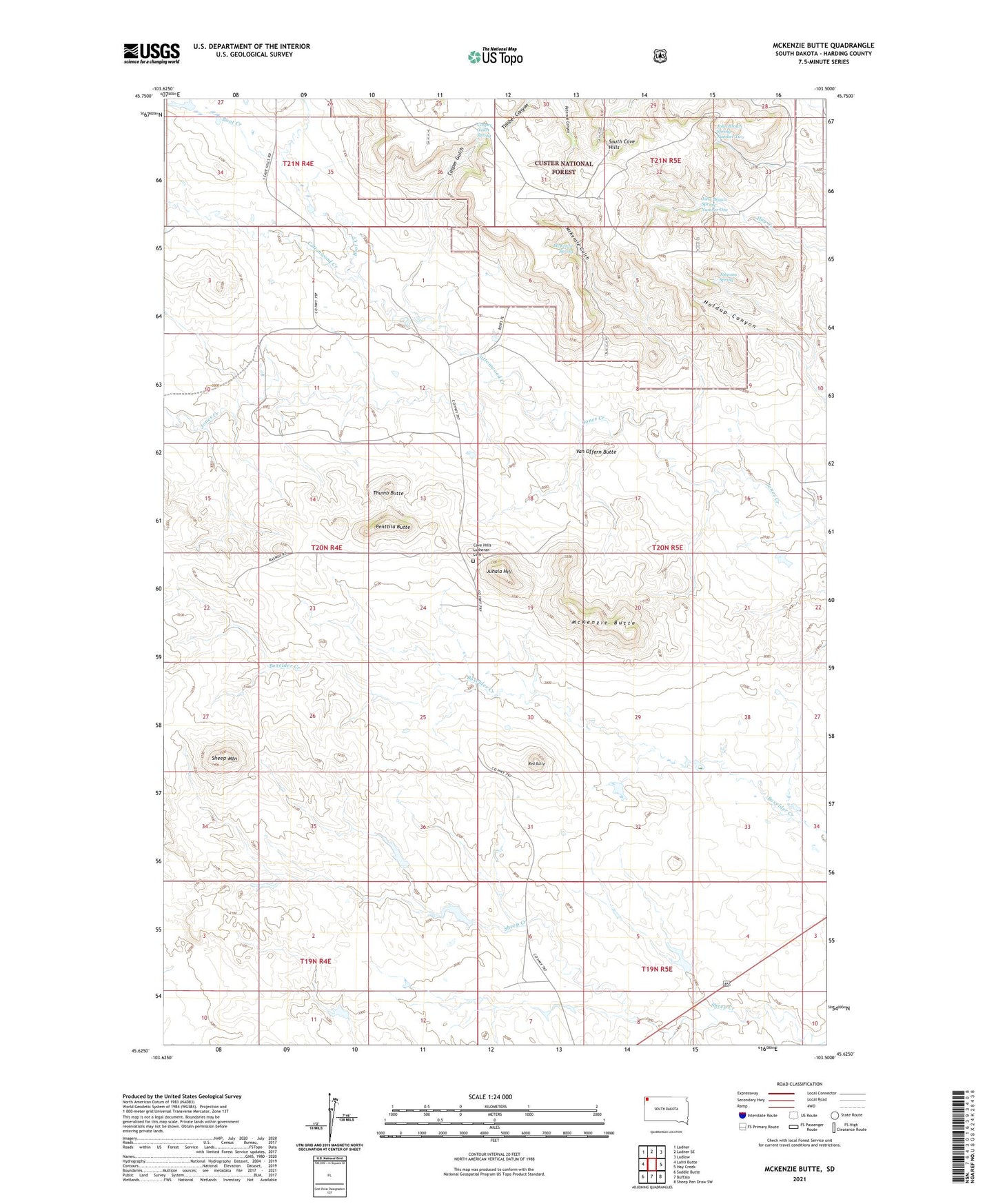 McKenzie Butte South Dakota US Topo Map Image