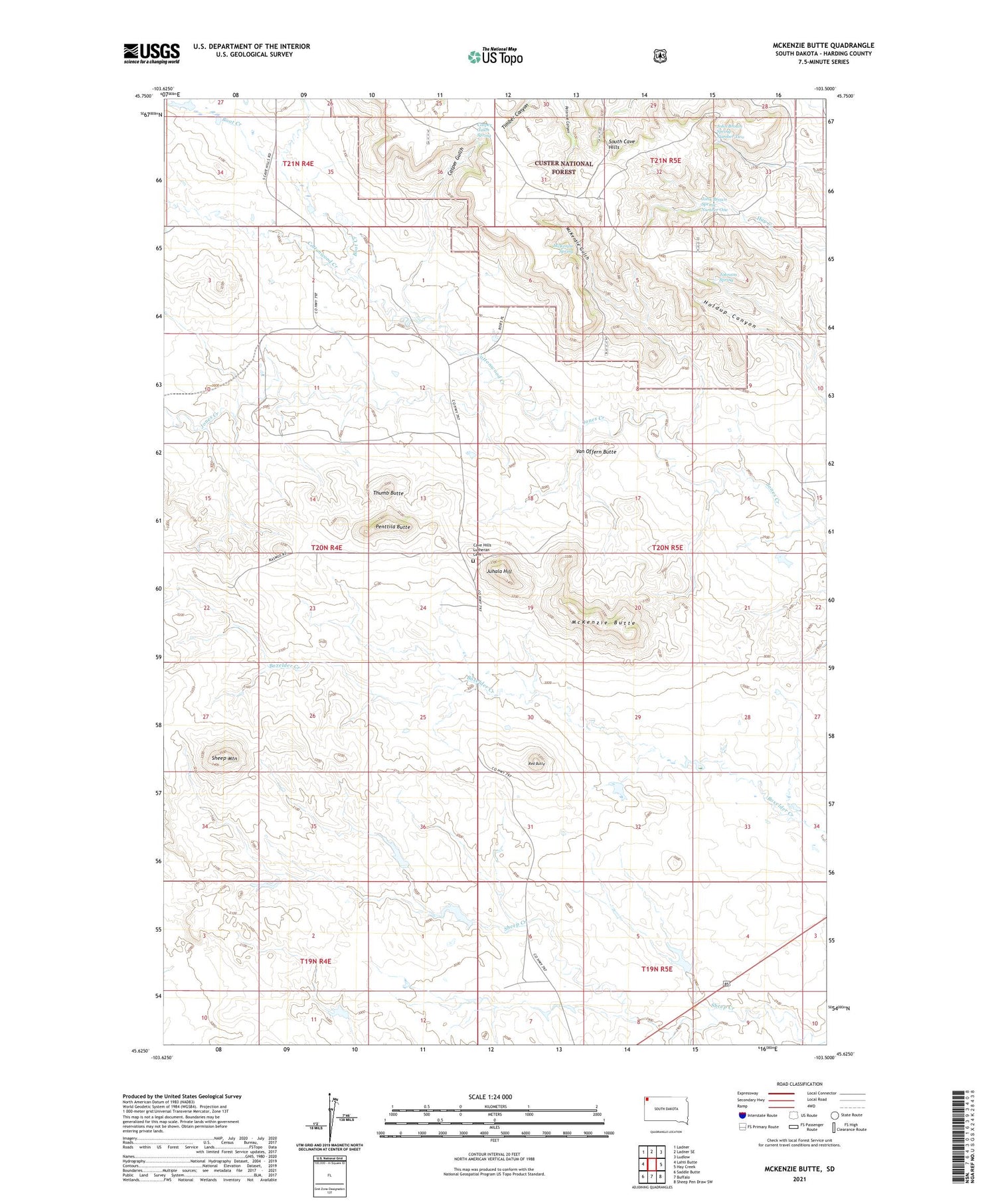 McKenzie Butte South Dakota US Topo Map Image