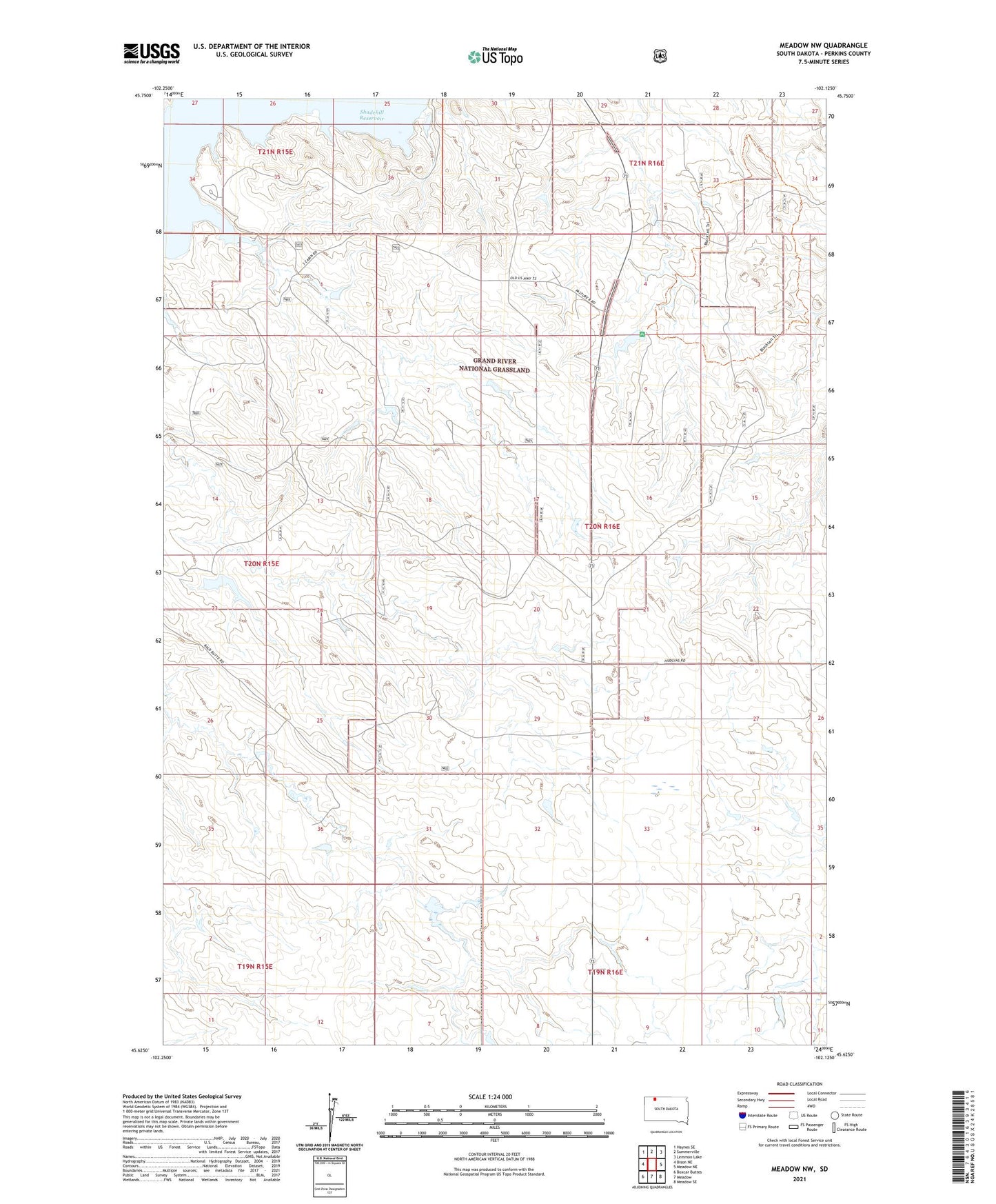 Meadow NW South Dakota US Topo Map Image