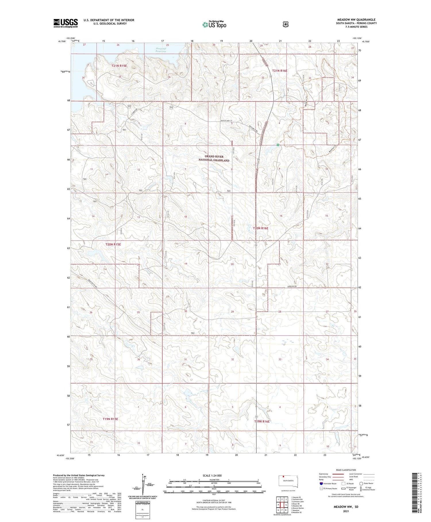 Meadow NW South Dakota US Topo Map Image