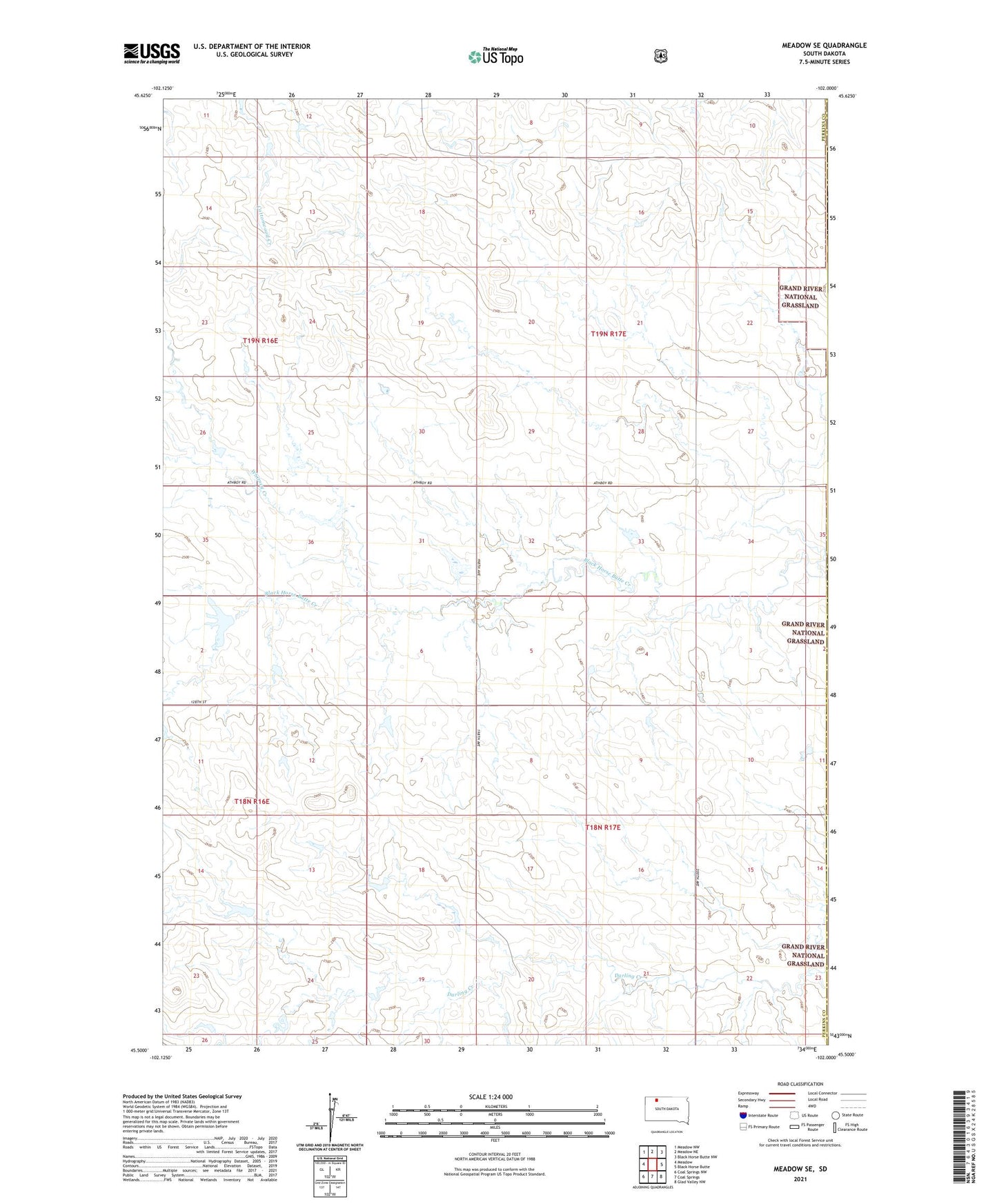 Meadow SE South Dakota US Topo Map Image