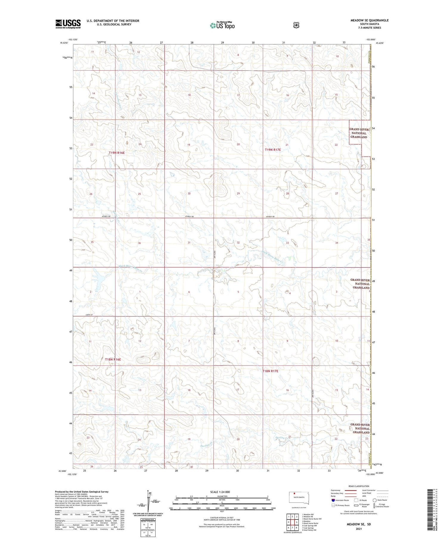 Meadow SE South Dakota US Topo Map Image