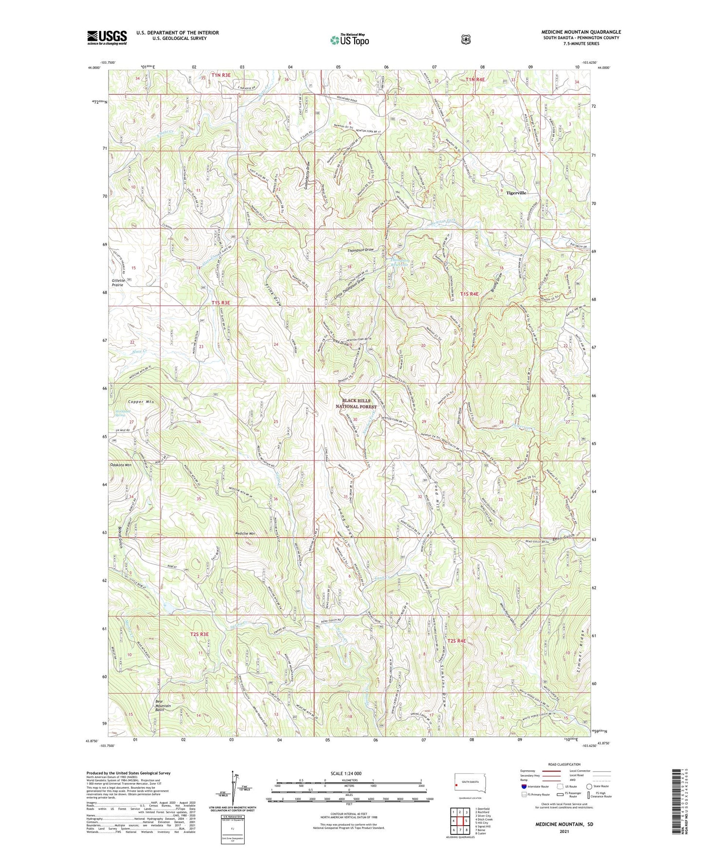 Medicine Mountain South Dakota US Topo Map Image