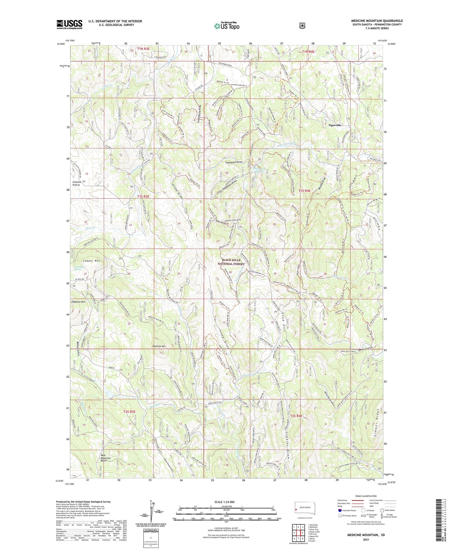 Medicine Mountain South Dakota US Topo Map Image