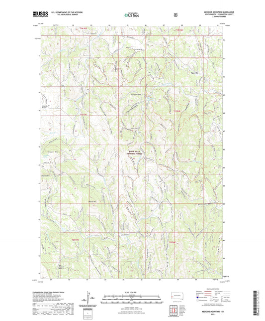 Medicine Mountain South Dakota US Topo Map Image