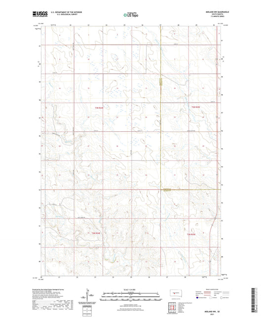 Midland NW South Dakota US Topo Map Image