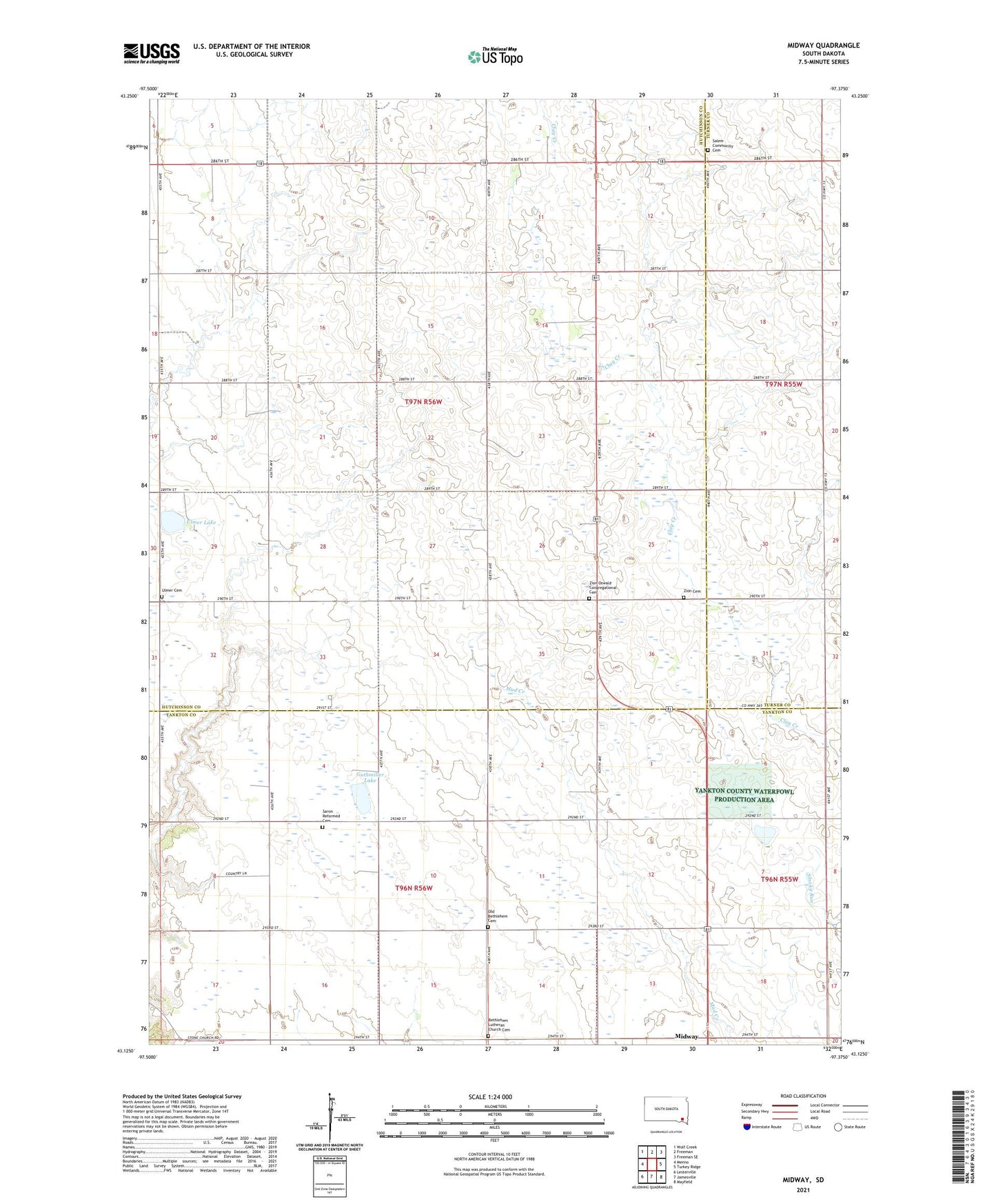 Midway South Dakota US Topo Map Image