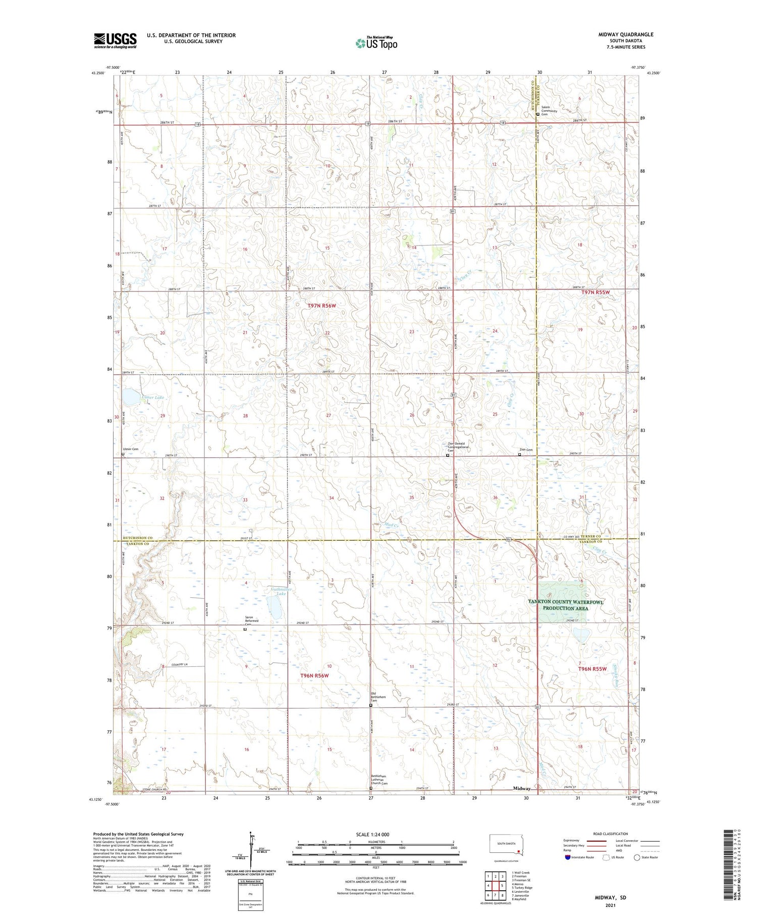 Midway South Dakota US Topo Map Image