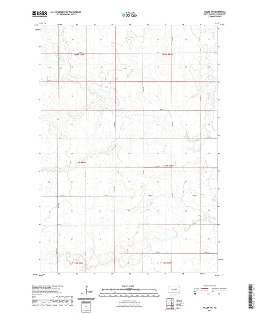 Miller NW South Dakota US Topo Map Image