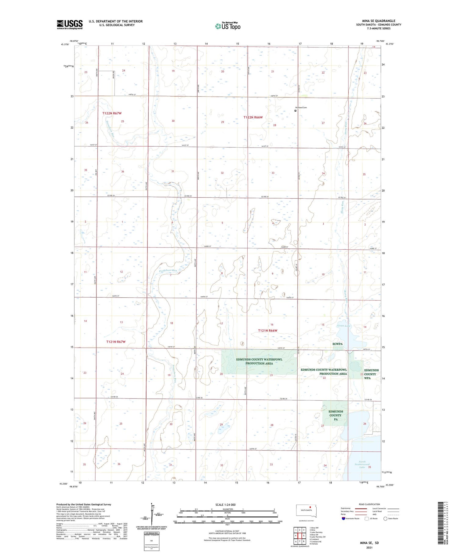 Mina SE South Dakota US Topo Map Image