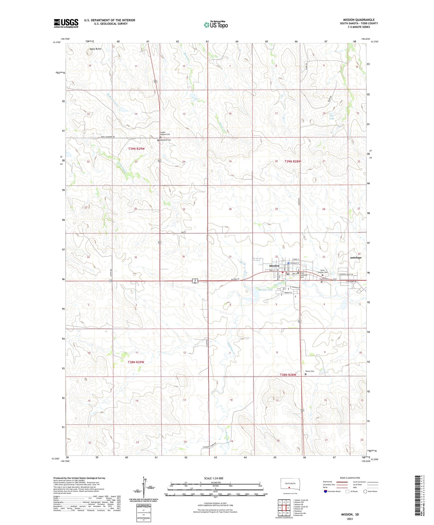 Mission South Dakota US Topo Map Image