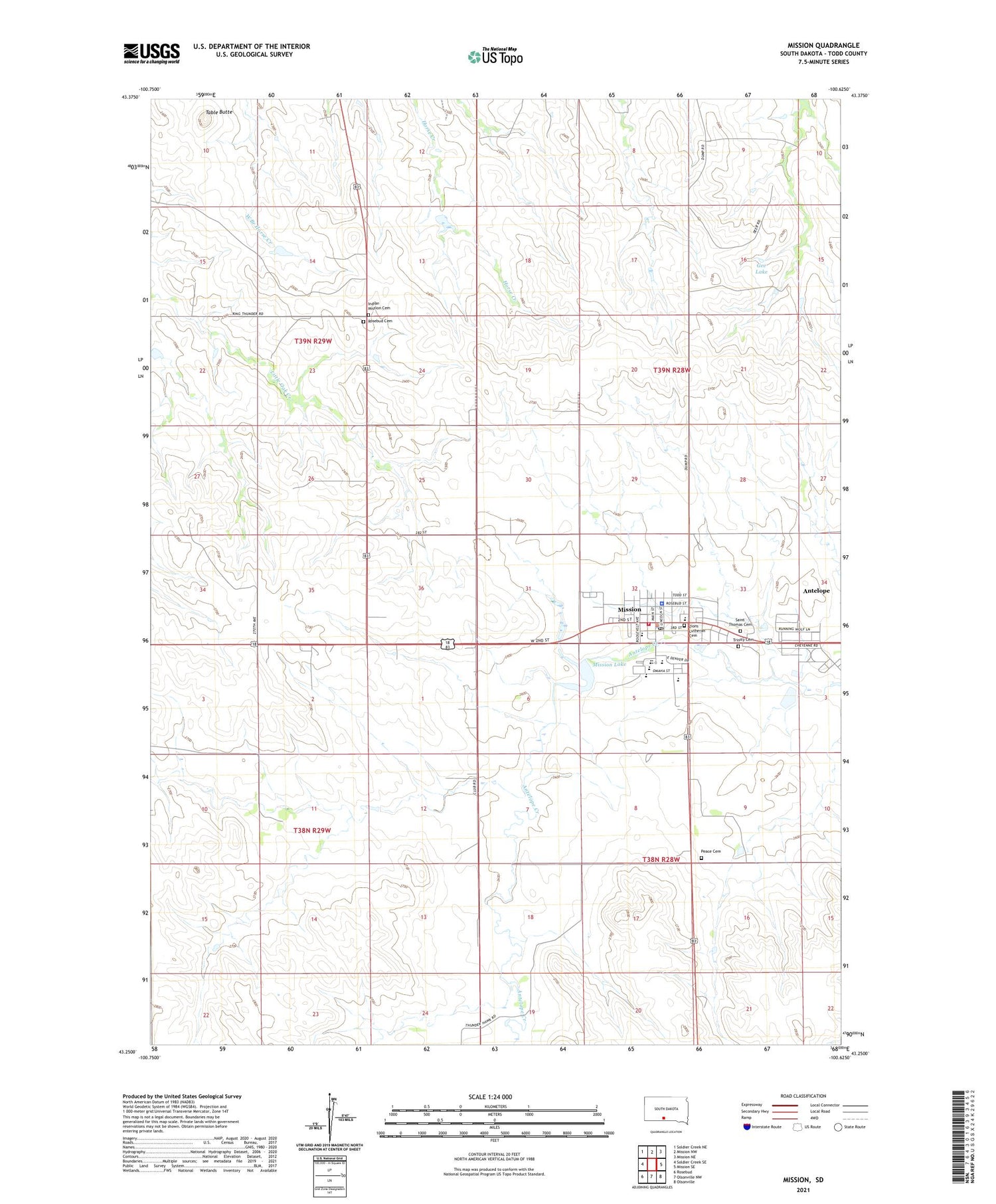 Mission South Dakota US Topo Map Image
