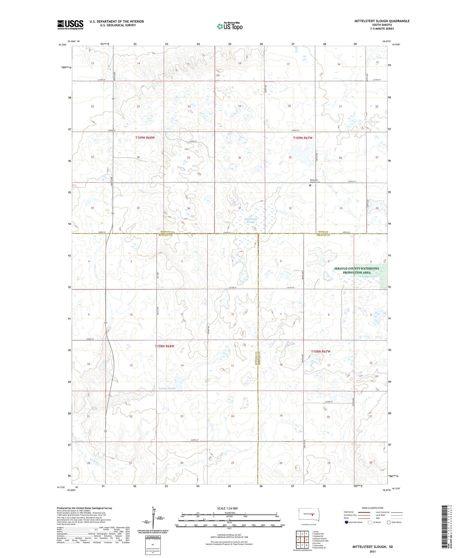 Mittelstedt Slough South Dakota US Topo Map Image
