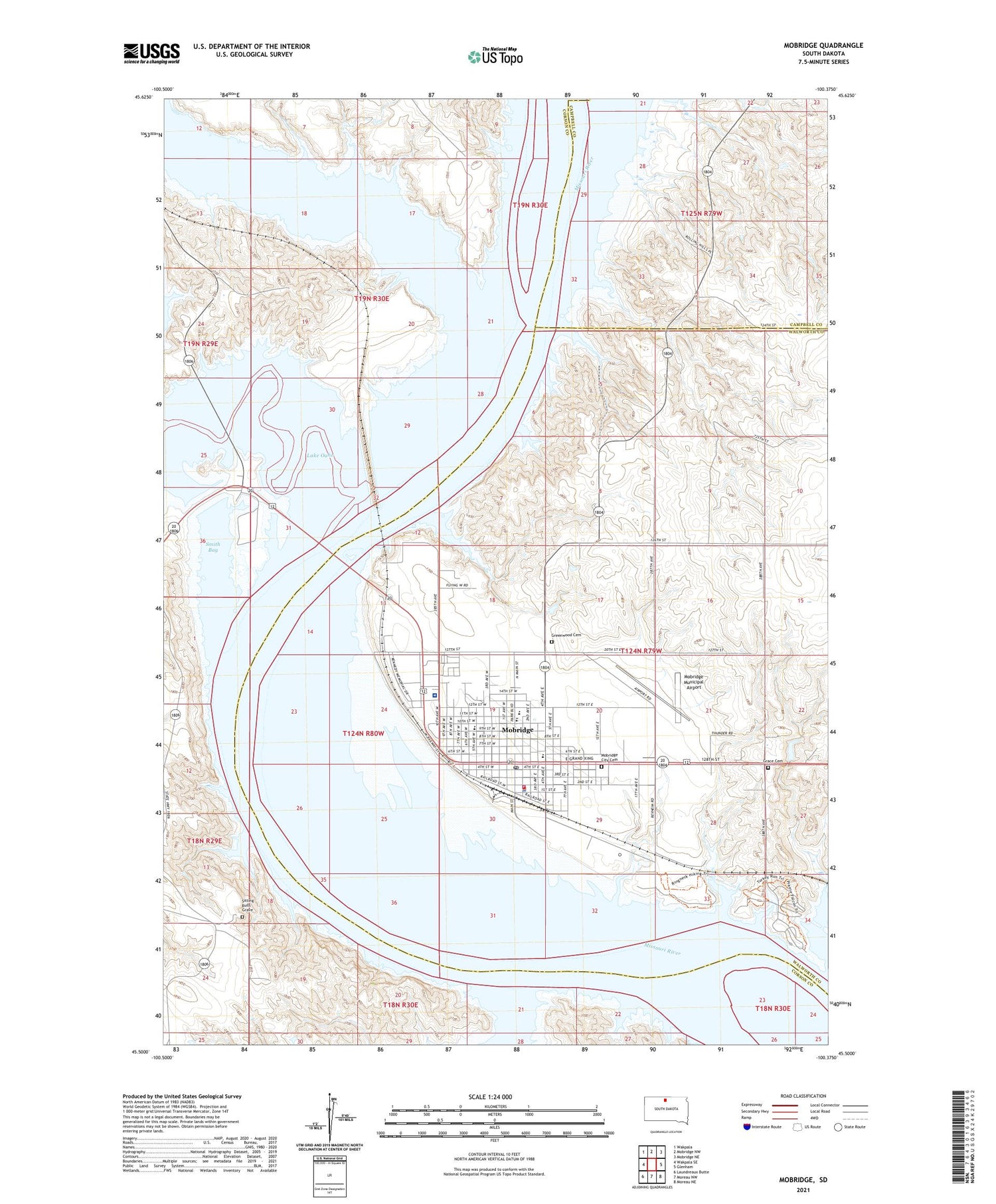 Mobridge South Dakota US Topo Map Image
