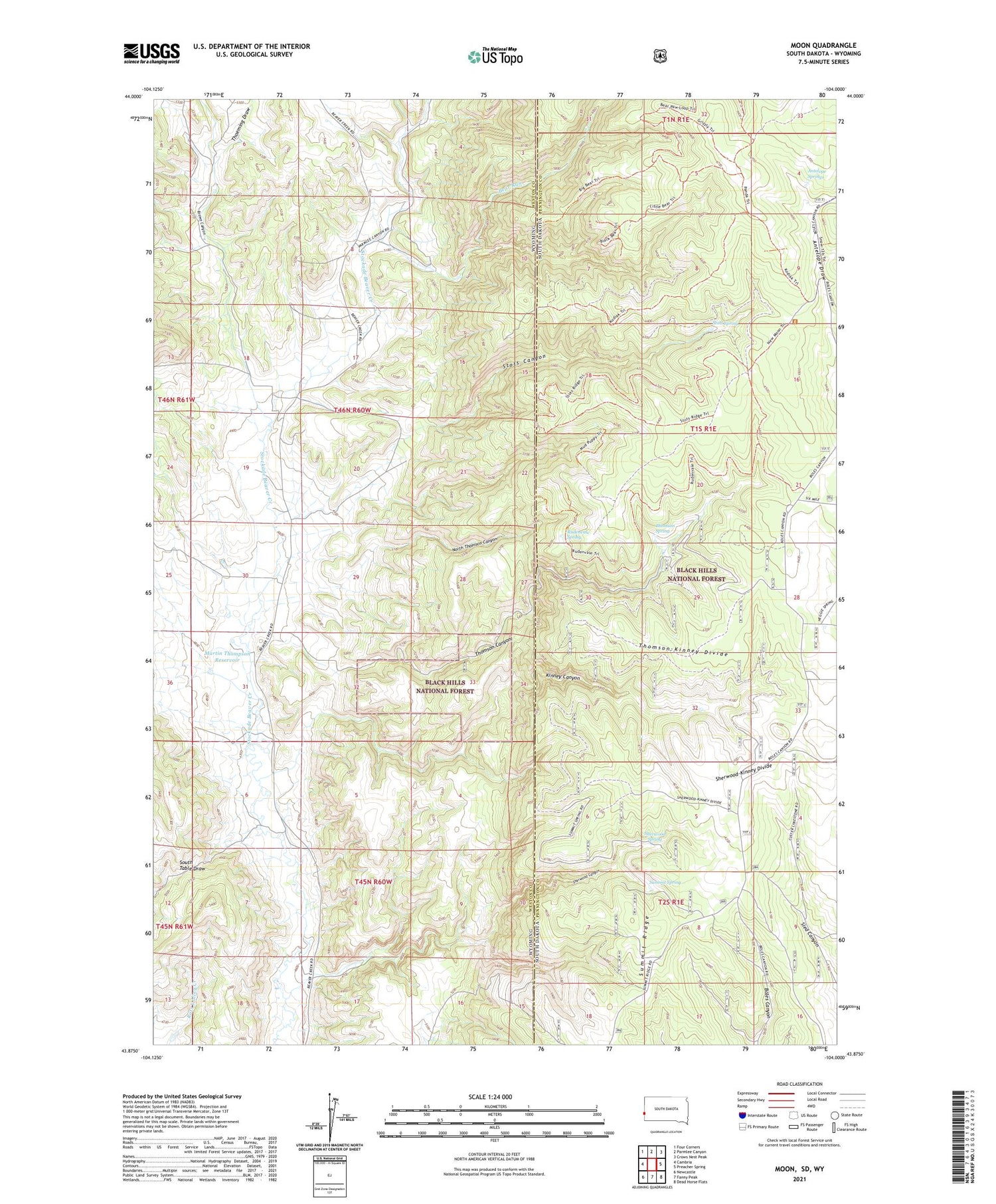 Moon South Dakota US Topo Map Image