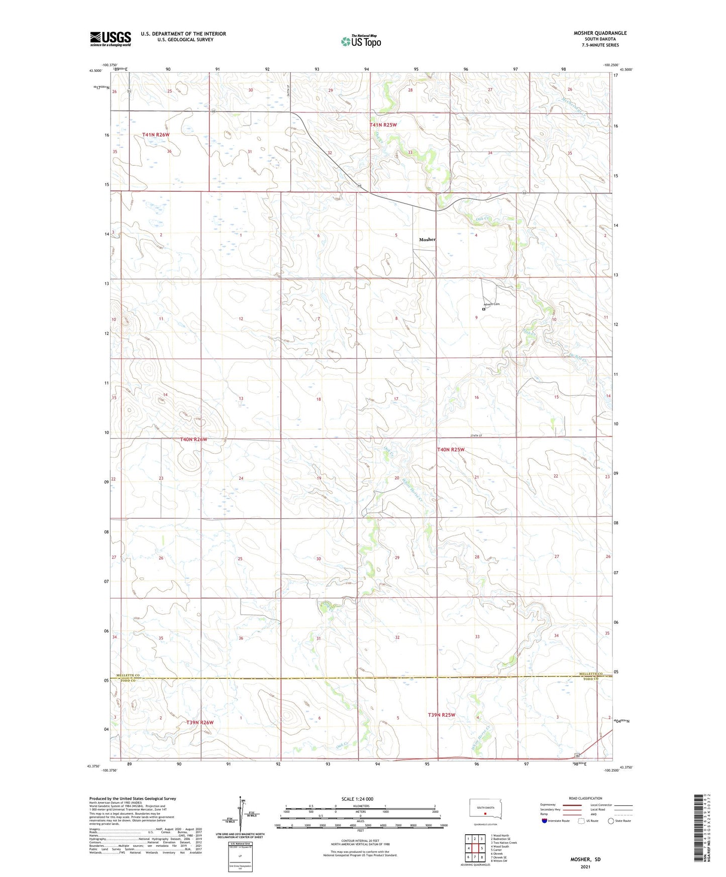 Mosher South Dakota US Topo Map Image
