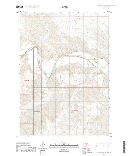Mouth of Little Dog Creek South Dakota US Topo Map Image