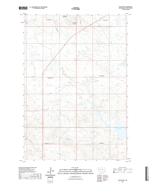 Mud Buttes South Dakota US Topo Map Image