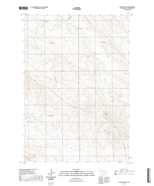 Mud Buttes NW South Dakota US Topo Map Image