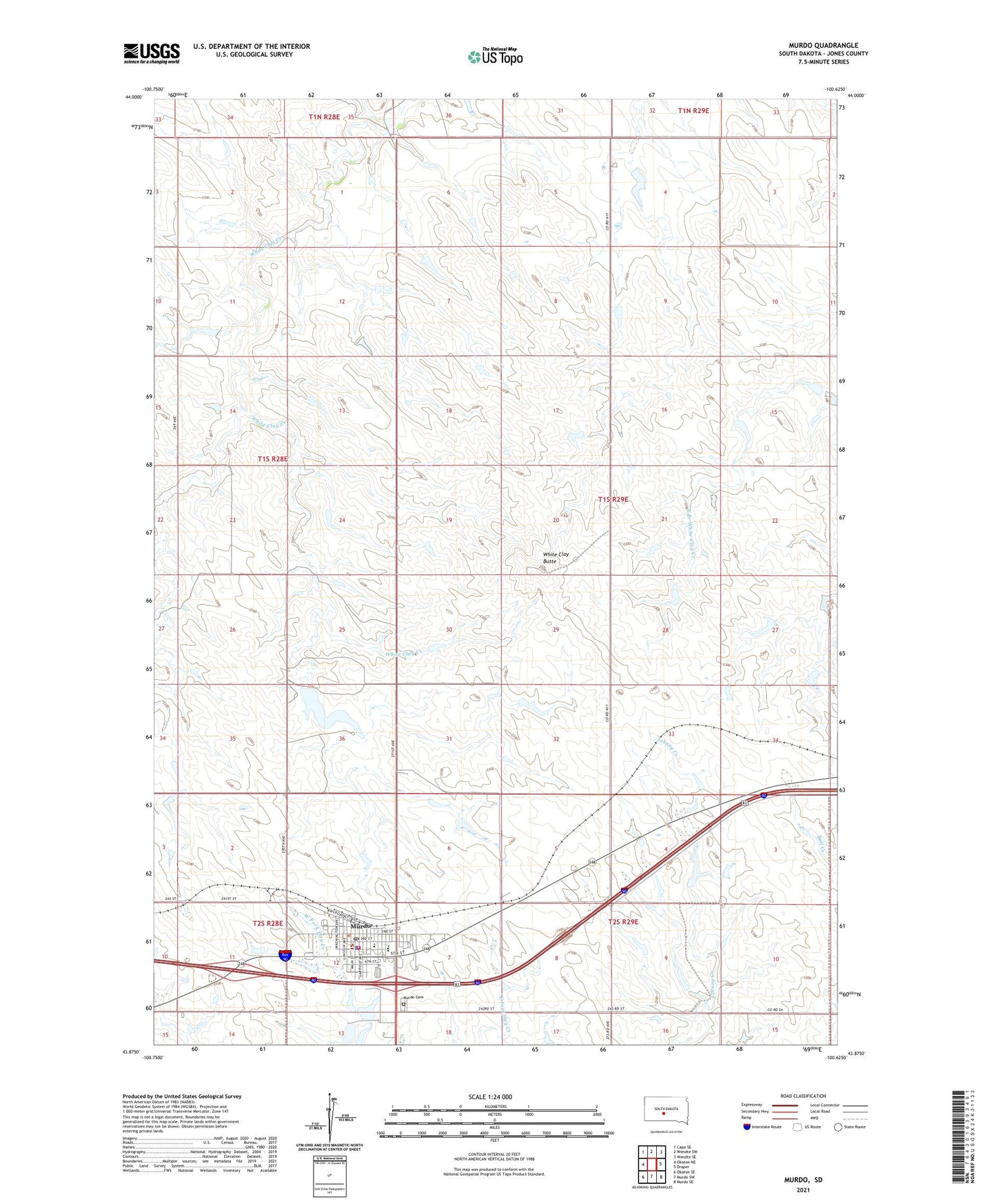 Murdo South Dakota US Topo Map Image