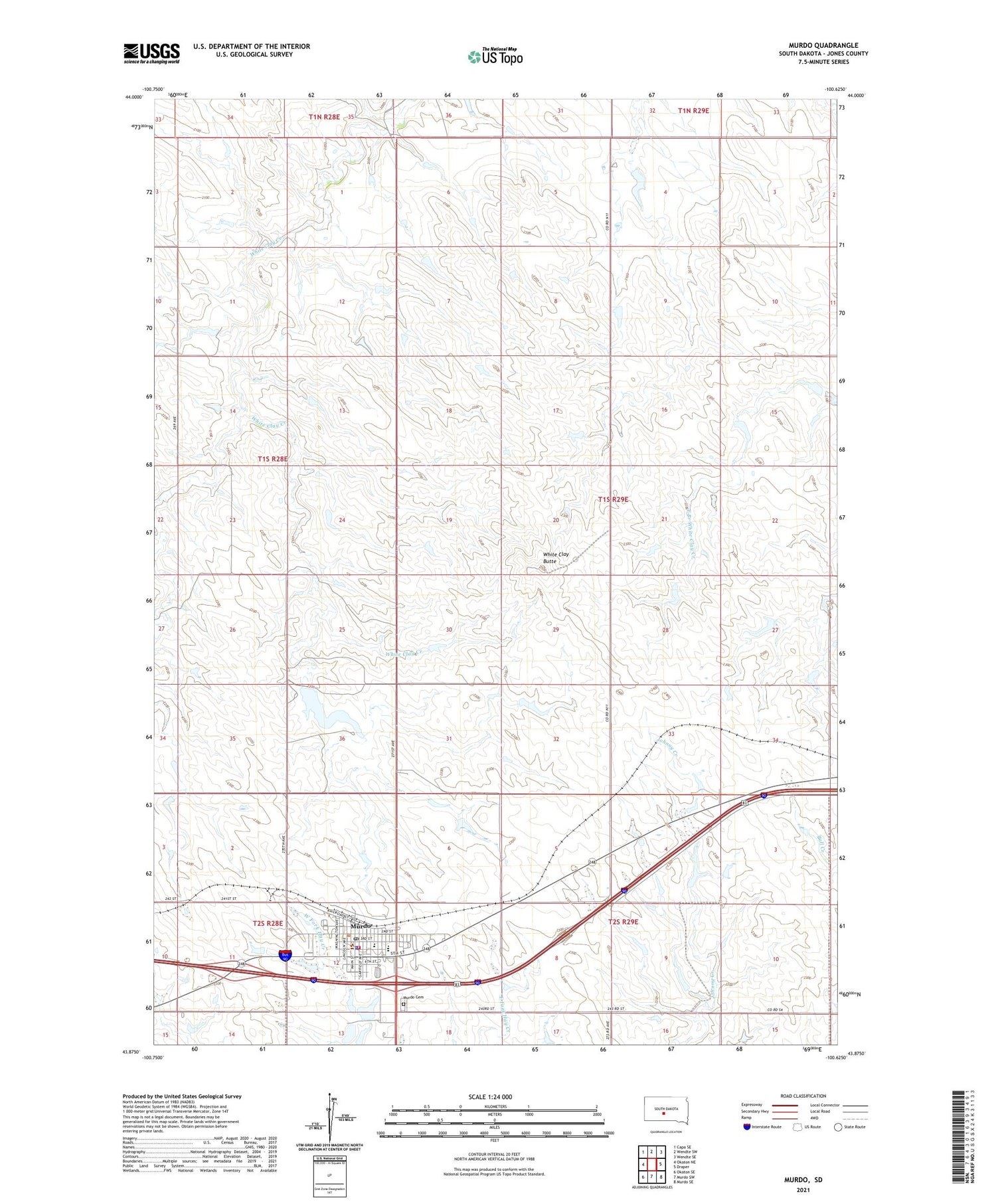 Murdo South Dakota US Topo Map Image