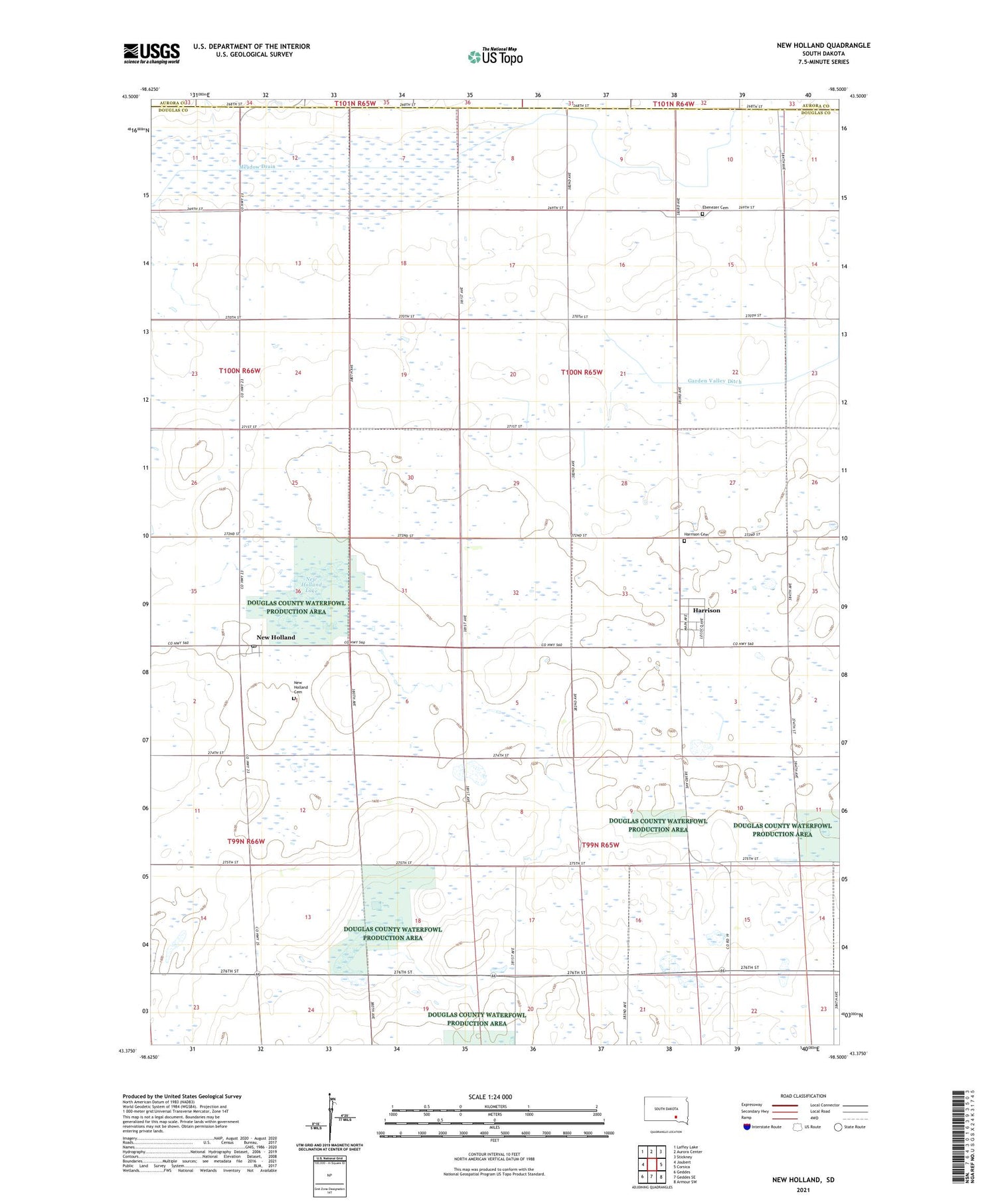 New Holland South Dakota US Topo Map Image